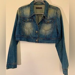 90’s Vintage Bolero Style Cropped Denim Jacket~Highway Jeans Stone Wash XL